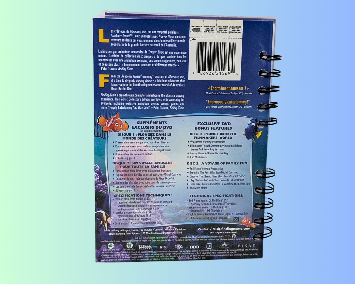 Finding Nemo DVD Movie Notebook