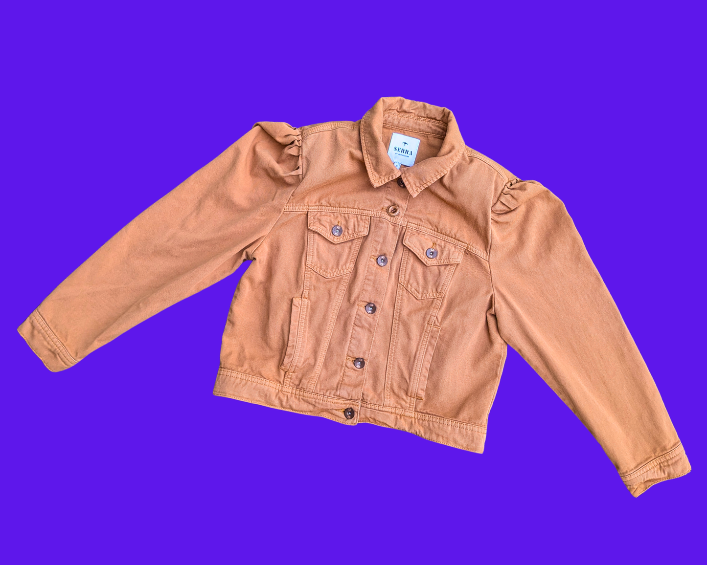 Veste en jean marron Tortues Ninja, fabriquée à la main et recyclée, taille M