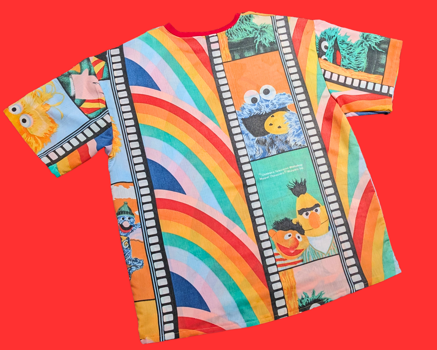 Handmade, Upcycled Sesame Street Bedsheet T-Shirt Oversized L