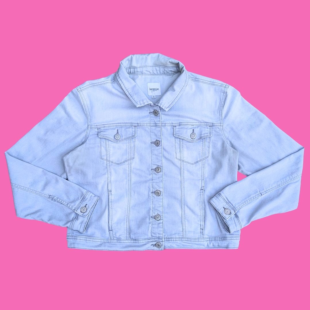 Super Mario Upcycled T-Shirt Denim Jacket Size L