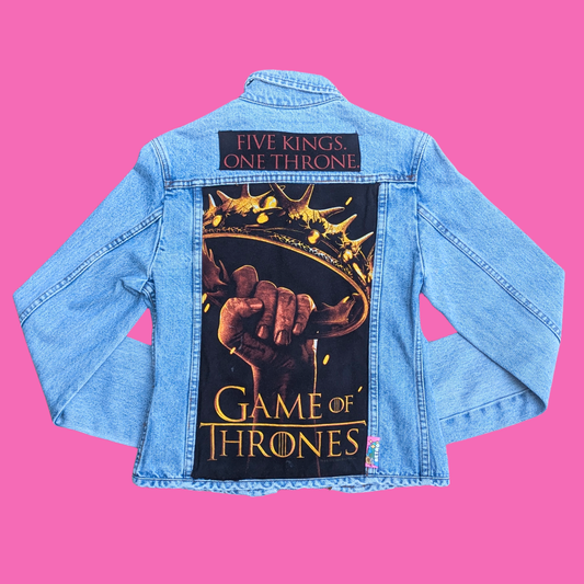 Games of Thrones Upcycled T-Shirt Denim Jacket Size S