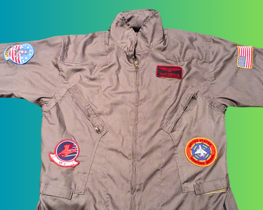 Combinaison d'aviateur Tom Cruise Y2K Top Gun, costume d'Halloween avec patchs brodés, taille XL