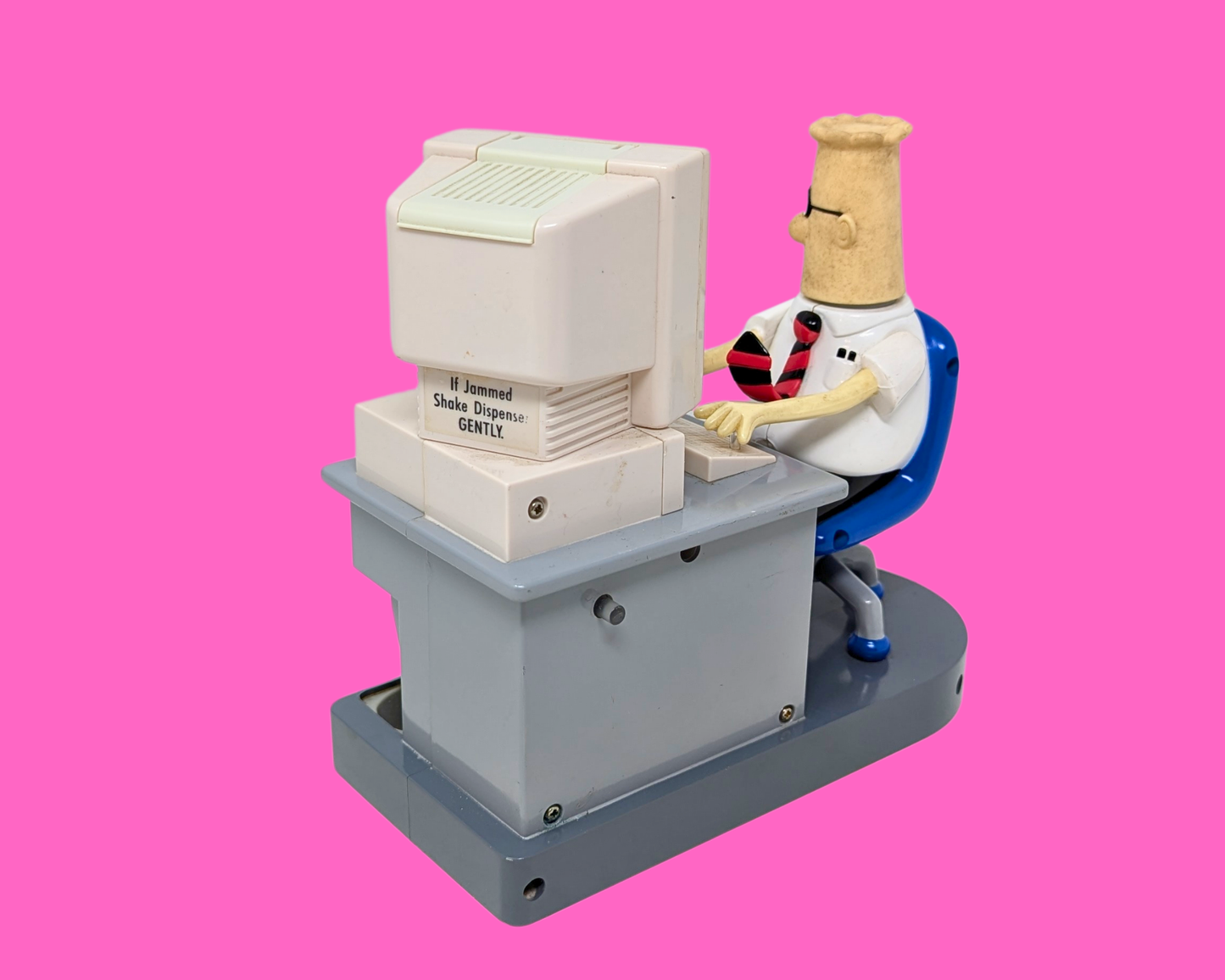 Distributeur de M&amp;M's de collection de l'an 2000, Dilbert sur son ordinateur, jouet, ne fonctionne pas