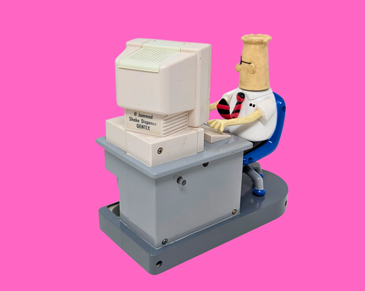 Distributeur de M&amp;M's de collection de l'an 2000, Dilbert sur son ordinateur, jouet, ne fonctionne pas
