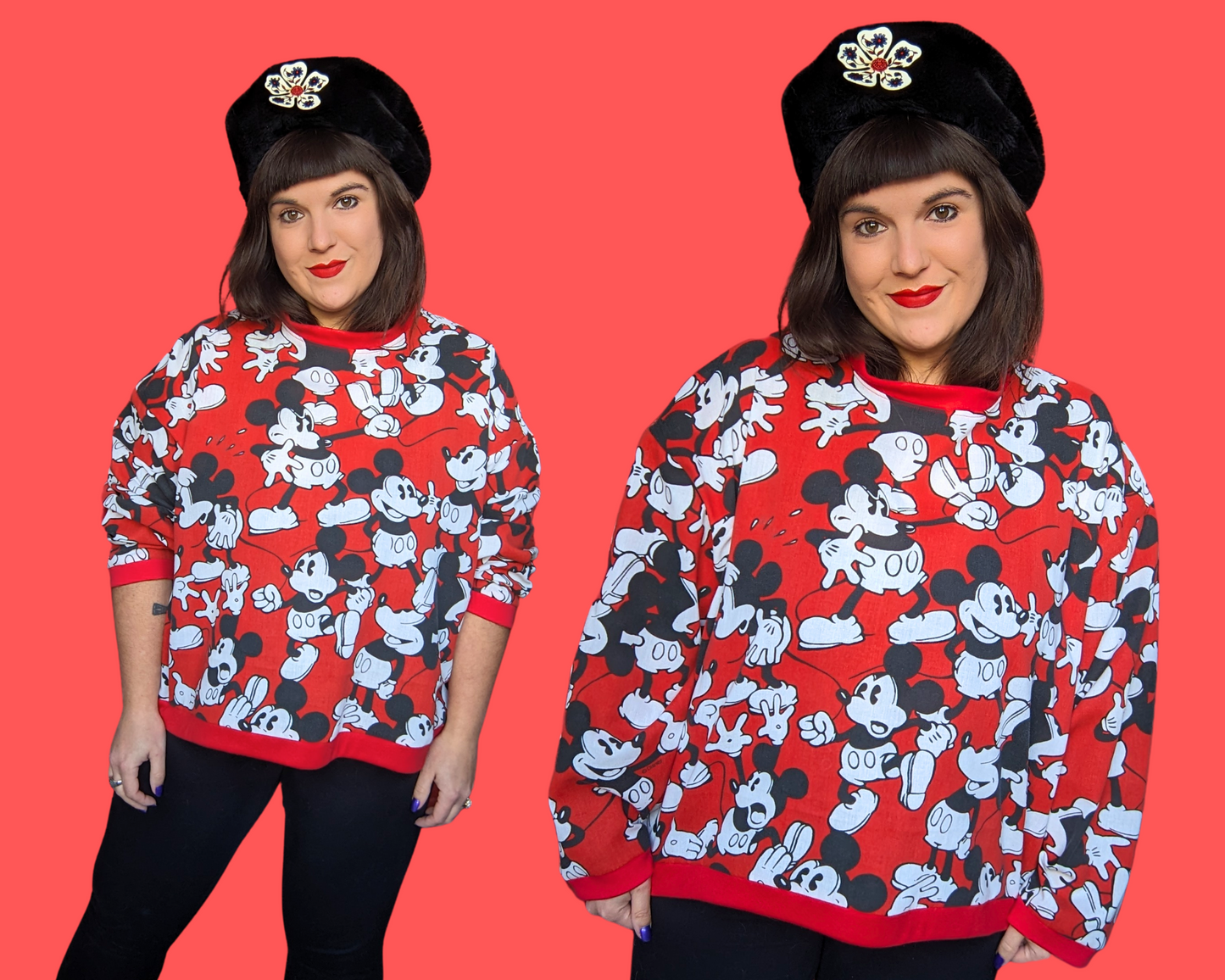 Handmade, Upcycled Mickey Mouse Sweater Oversized XL