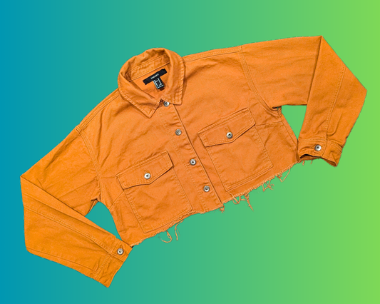 Handmade, Upcycled David Bowie Brown Denim Cropped Jacket Size M