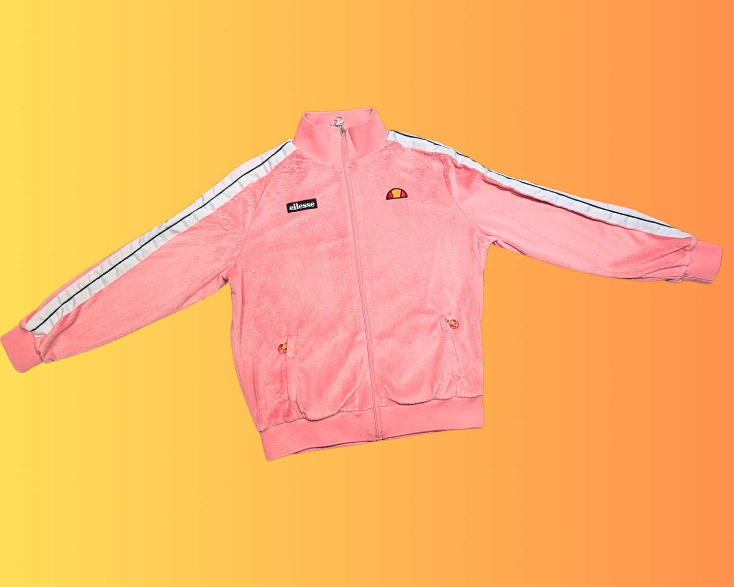 Y2K Ellesse Pink Fluffy Cardigan Size M