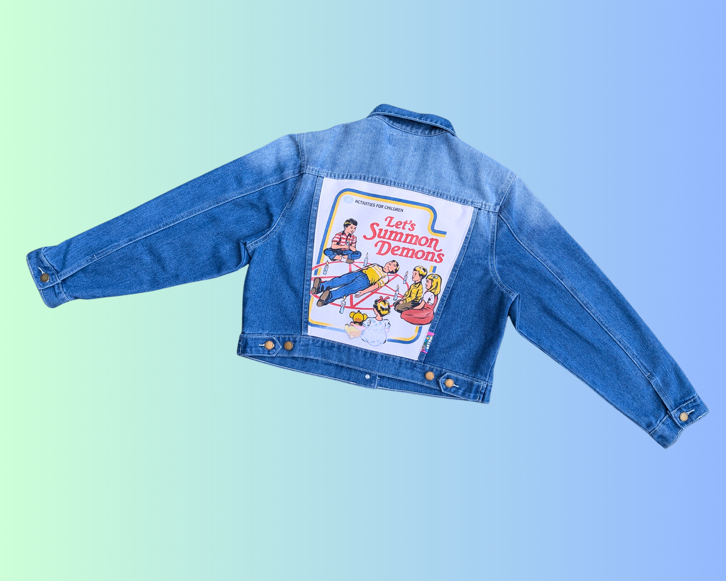 Handmade, Upcycled Steven Rhodes, Let's Summon Demons Denim Jacket Size L