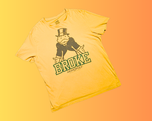 T-shirt jaune Y2K Broke Monopoly par Hasbro, taille L