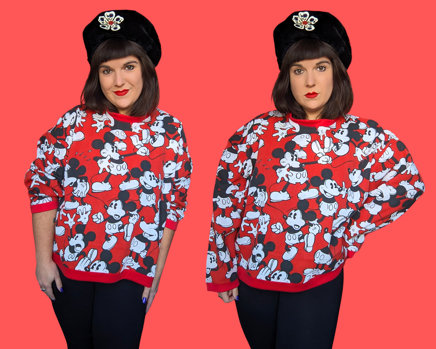 Handmade, Upcycled Mickey Mouse Sweater Oversized XL
