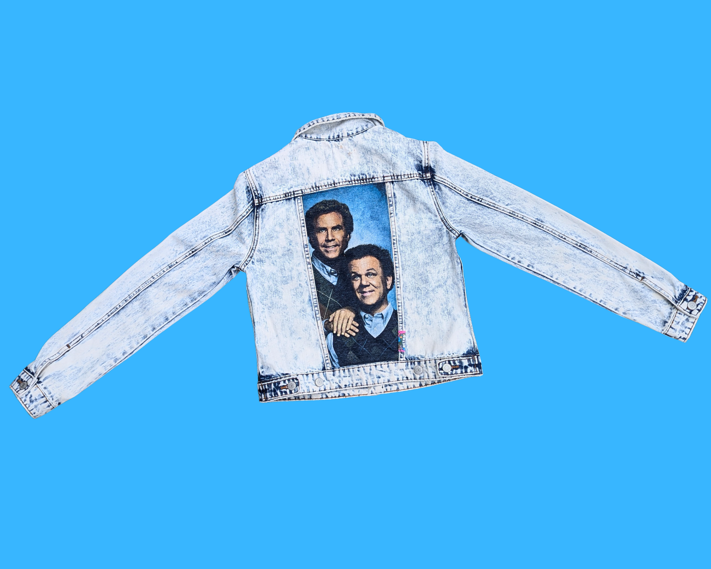 Handmade, Upcycled Step Brothers Denim Jacket Size S