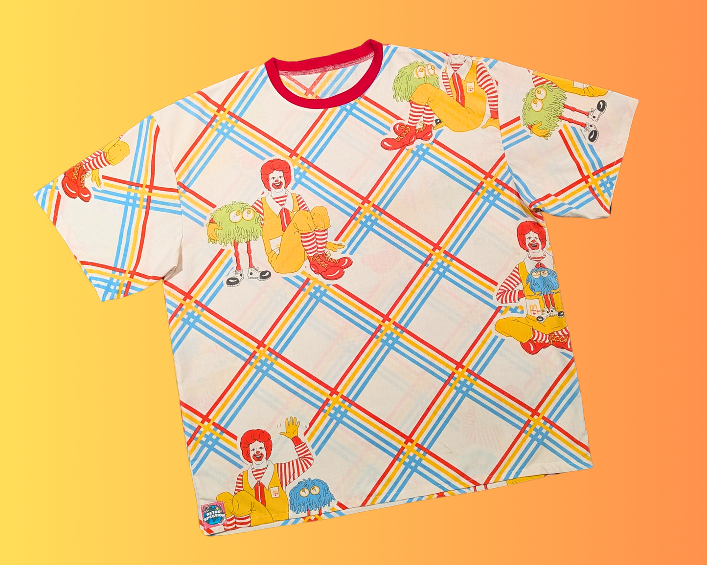 Handmade, Upcycled Vintage 1980's McDonald's Bedsheet T-Shirt Oversized XL