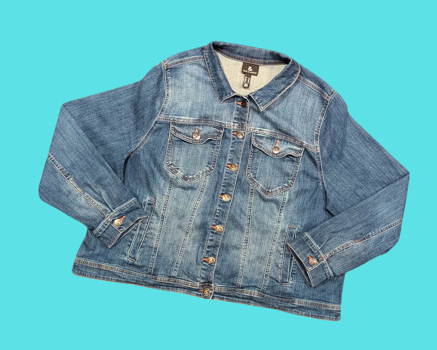 Handmade, Upcycled Denim Jacket with a Cookie Monster T-Shirt ''Me Love You and Also Cookies'' Size L for Men
