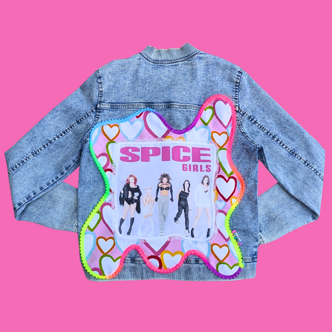 The Spice Girls Upcycled T-Shirt Denim Jacket Size L