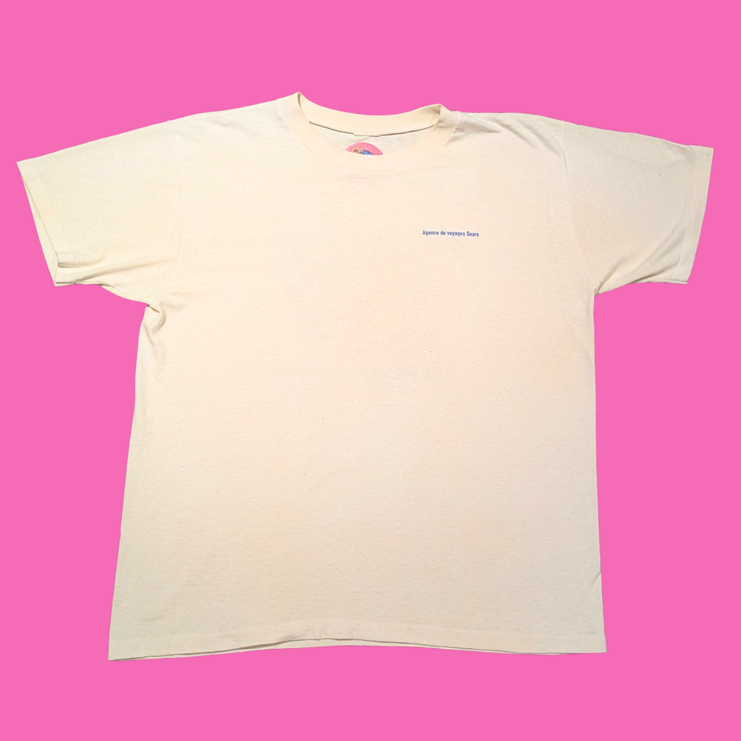 Humeur Design ''Agence de Voyages Sears, La Garantie Tout Repos'' T-Shirt Size XL