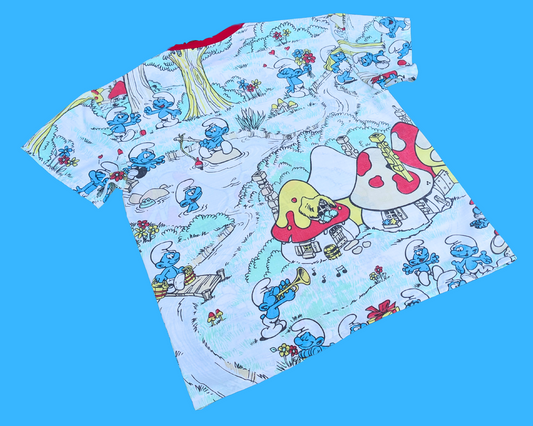 T-shirt surdimensionné Les Schtroumpfs, fait main et recyclé, taille XS - Taille M