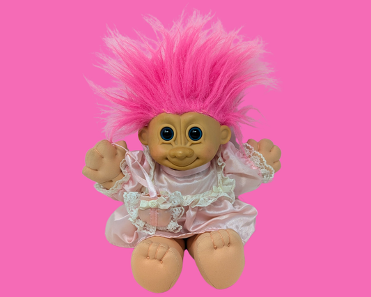 Troll aux cheveux roses vintage des années 1990