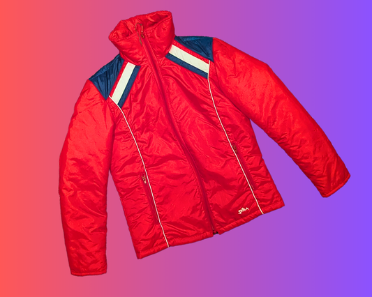 Veste de ski légère rouge vintage des années 1970, taille S