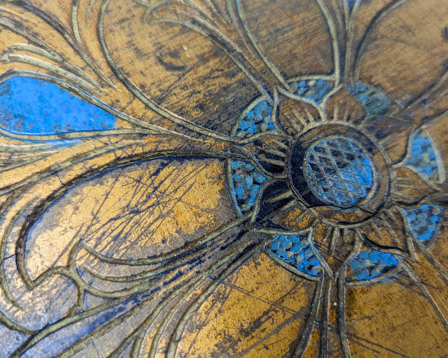 Florentine Gold and Blue Wooden Tray Made in Italy
