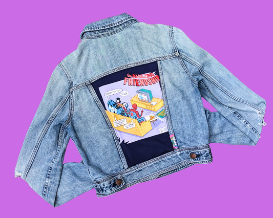 Handmade, Upcycled The Amazing Friendship, Venom and Spider Man Denim Jacket Size S