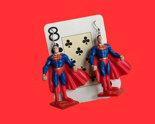 Handmade, Upcycled Superman Earrings