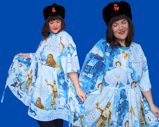 Robe t-shirt drapée Star Wars vintage 1977, fabriquée à la main et recyclée, taille 2XL