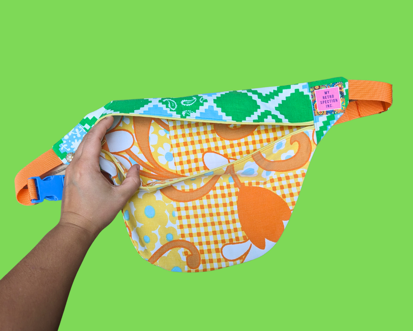 Handmade, Upcycled Vintage Groovy Patterned Fanny Pack
