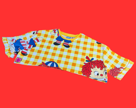 Handmade, Upcycled Raggedy Ann and Andy Bedsheet Crop Top Size XS