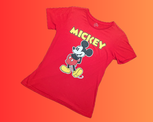 Y2K Bright Red, Disney's Mickey Mouse T-Shirt for Women Size M