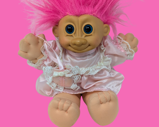 Troll aux cheveux roses vintage des années 1990