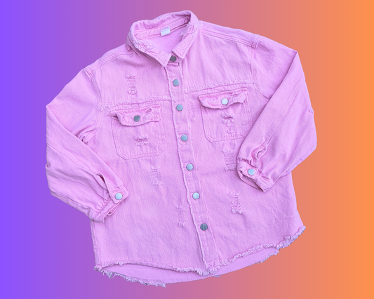 Handmade, Upcycled Pink, Harry Styles Love on Tour 2020 Denim Jacket Size L