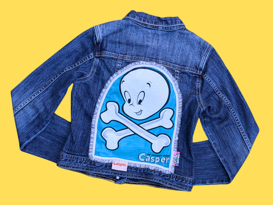 Handmade, Upcycled Casper The Friendly Ghost Jacket Size XS or XXL for Kids