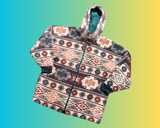 Veste réversible vintage des années 1990 avec capuche, taille S
