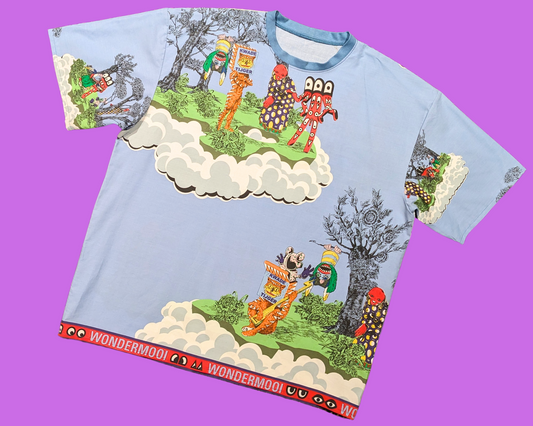 Handmade, Upcycled IKEA Walter Van Beirendonck, Wondermooi Bedsheet T-Shirt Oversized XL