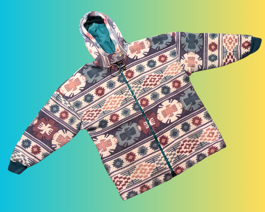 Veste réversible vintage des années 1990 avec capuche, taille S