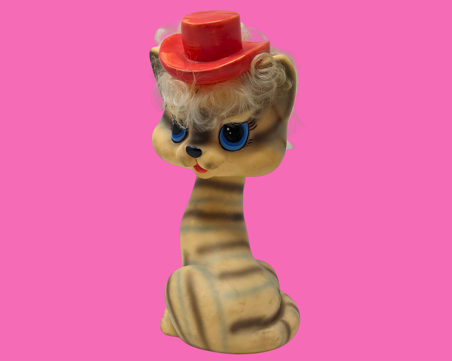 Vintage 1960's Big Plastic Cat Decor Piece