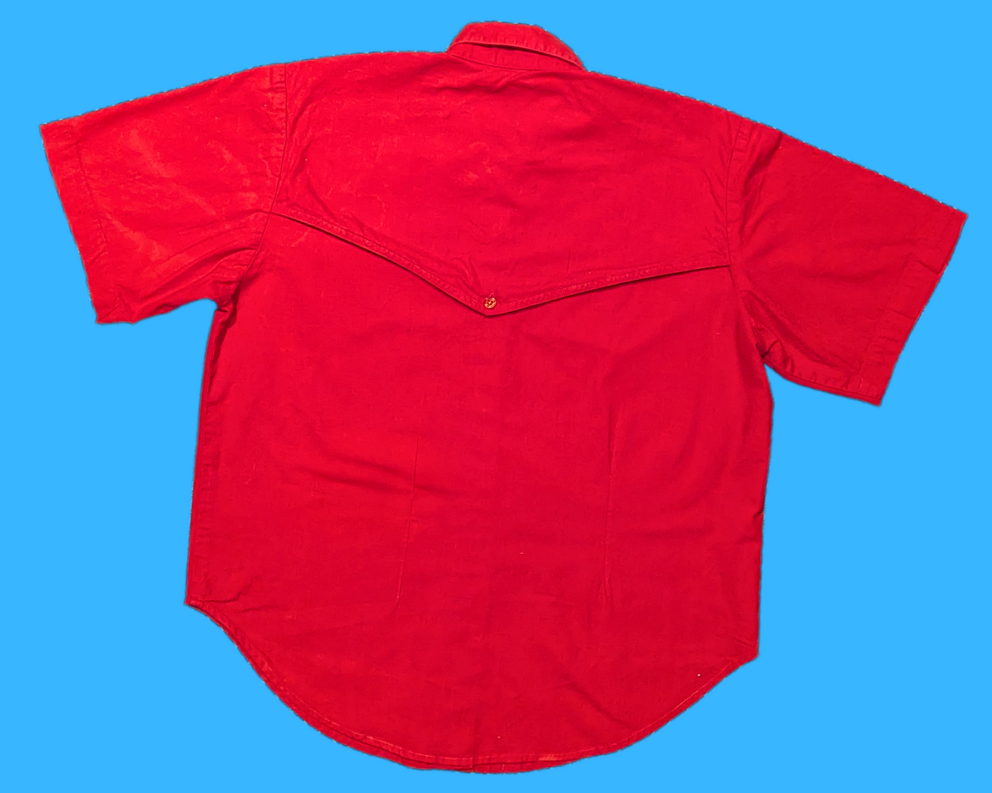 Vintage 1990's KZK Red, Short Sleeves Button Down Shirt, Cowboy Boots and Hat Embroidery, Size M