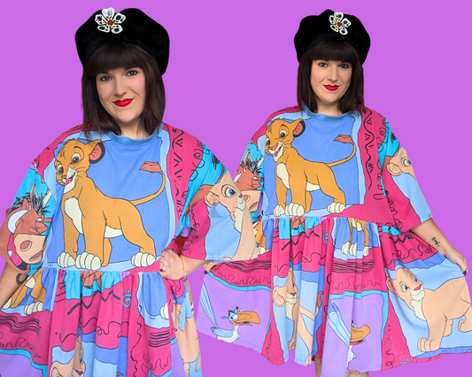Handmade, Upcycled The Lion King Bedsheet T-Shirt Dress Fits 2XL