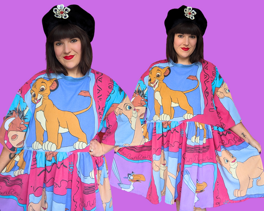 MADE TO ORDER, Handmade, Upcycled The Lion King Bedsheet T-Shirt Dress Fits Sizes S/M/L/XL or 2XL