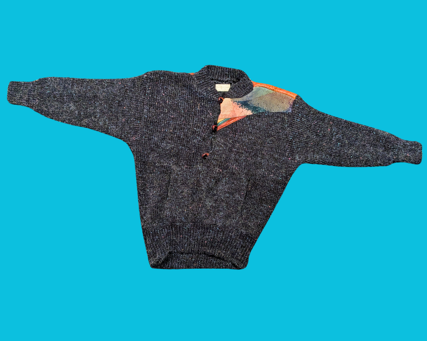 Vintage 1980's Genuine Leather and Wool Sweater Size M