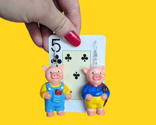 Handmade, Upcycled Piggies Earrings