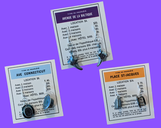 Handmade, Upcycled Monopoly Pieces Earrings