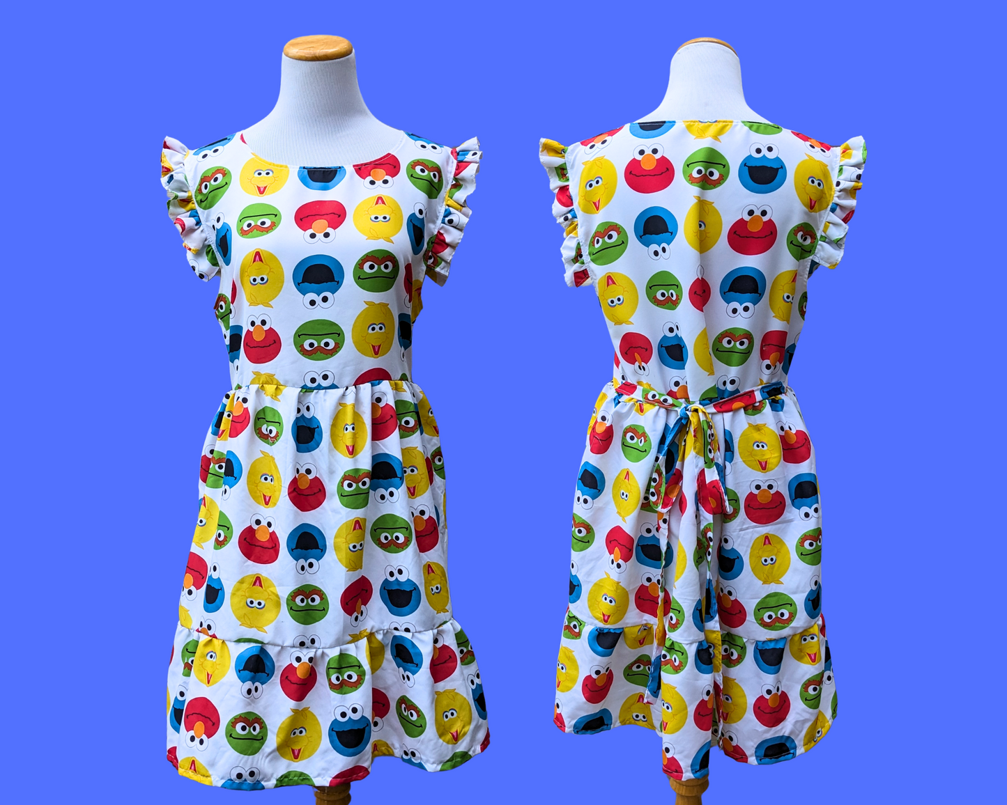 Handmade, Upcycled Sesame Street Bedsheet Dress Size M