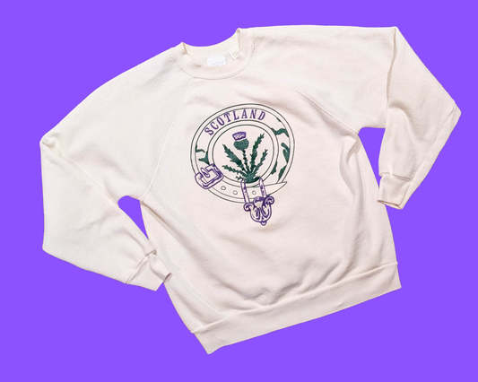 Pull ras du cou vintage écossais des années 1990, taille L