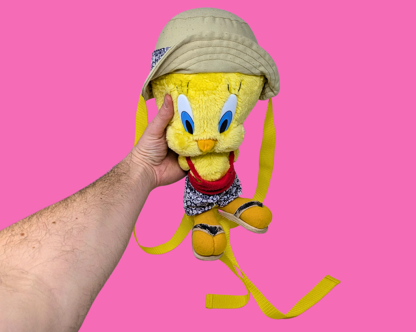 Sac à dos en peluche Tweety Bird des Looney Tunes vintage des années 1990