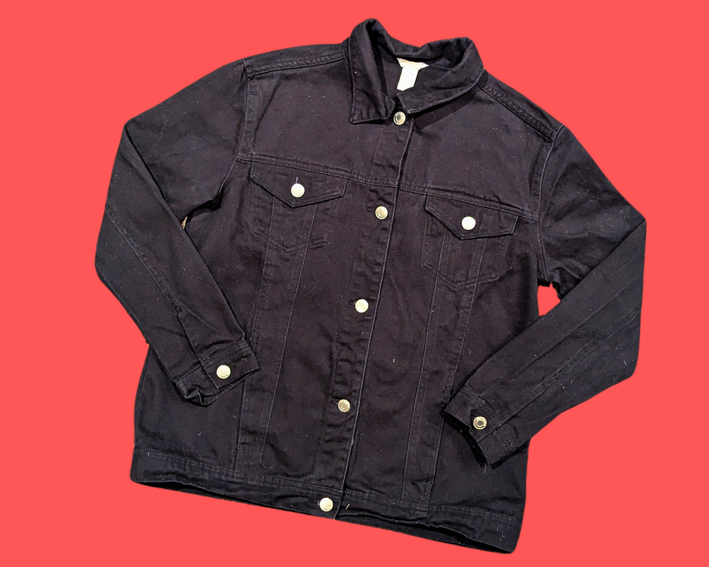 Handmade, Upcycled South Park T-Shirt Black Denim Jacket Size M