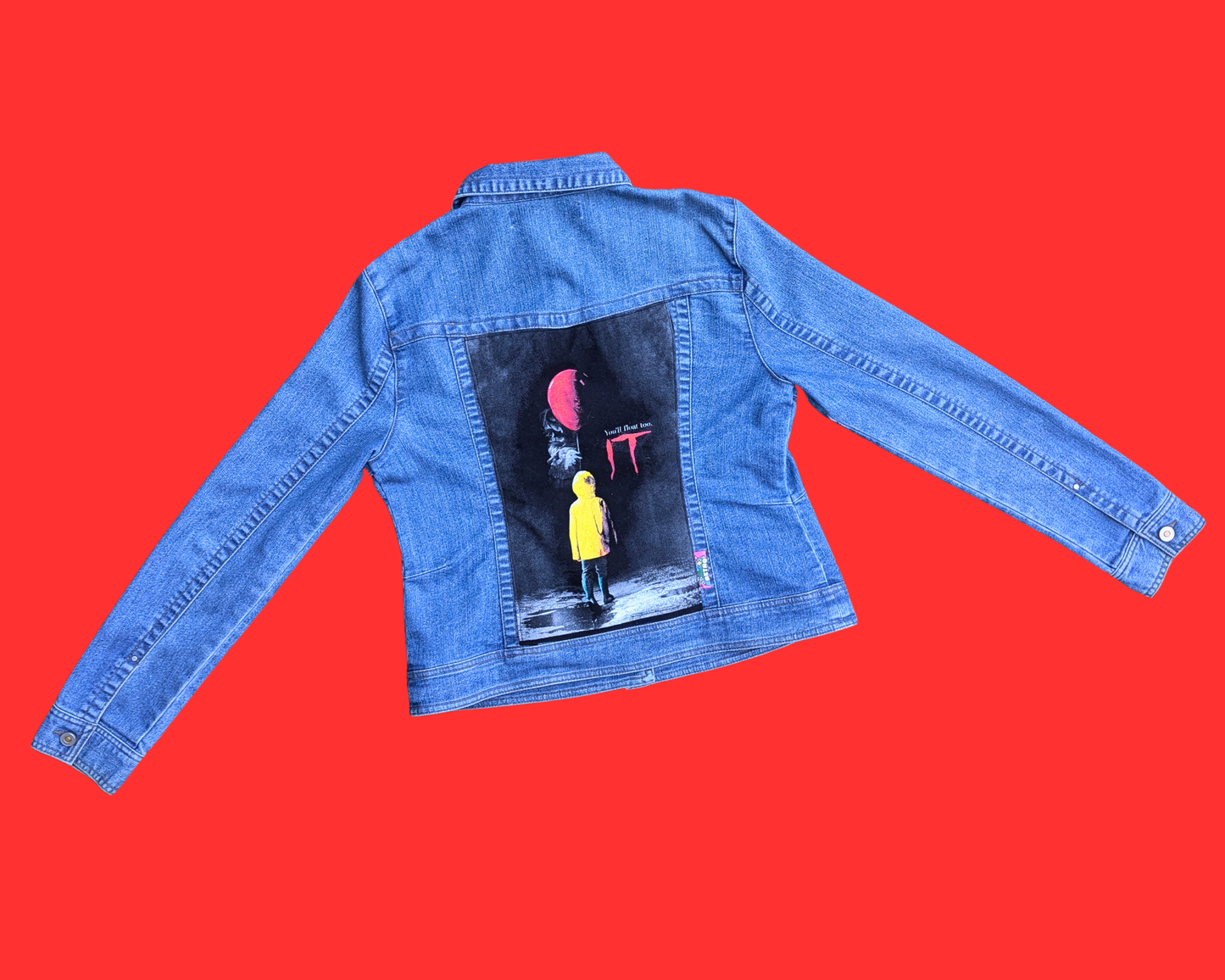 Veste en jean It The Movie de Stephen King, fabriquée à la main et recyclée, taille M