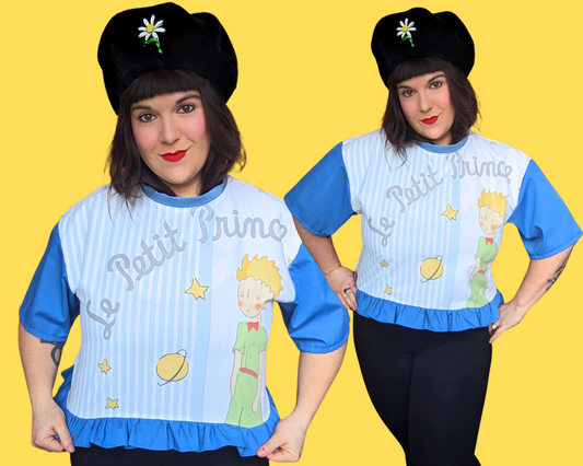 Handmade, Upcycled Le Petit Prince Pillowcase Crop Top Oversized M