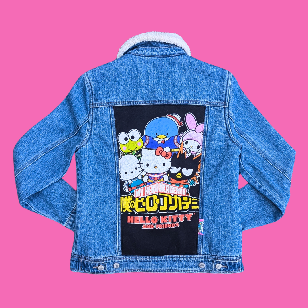Hello Kitty Upcycled Warm Denim Jacket Size S for Women