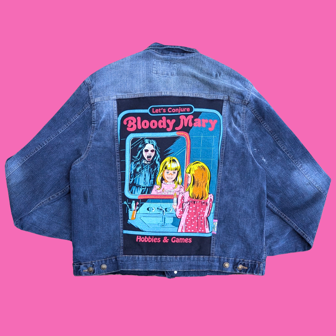 Bloody Mary ''Steven Rhodes'' Upcycled T-Shirt Denim Jacket Size L